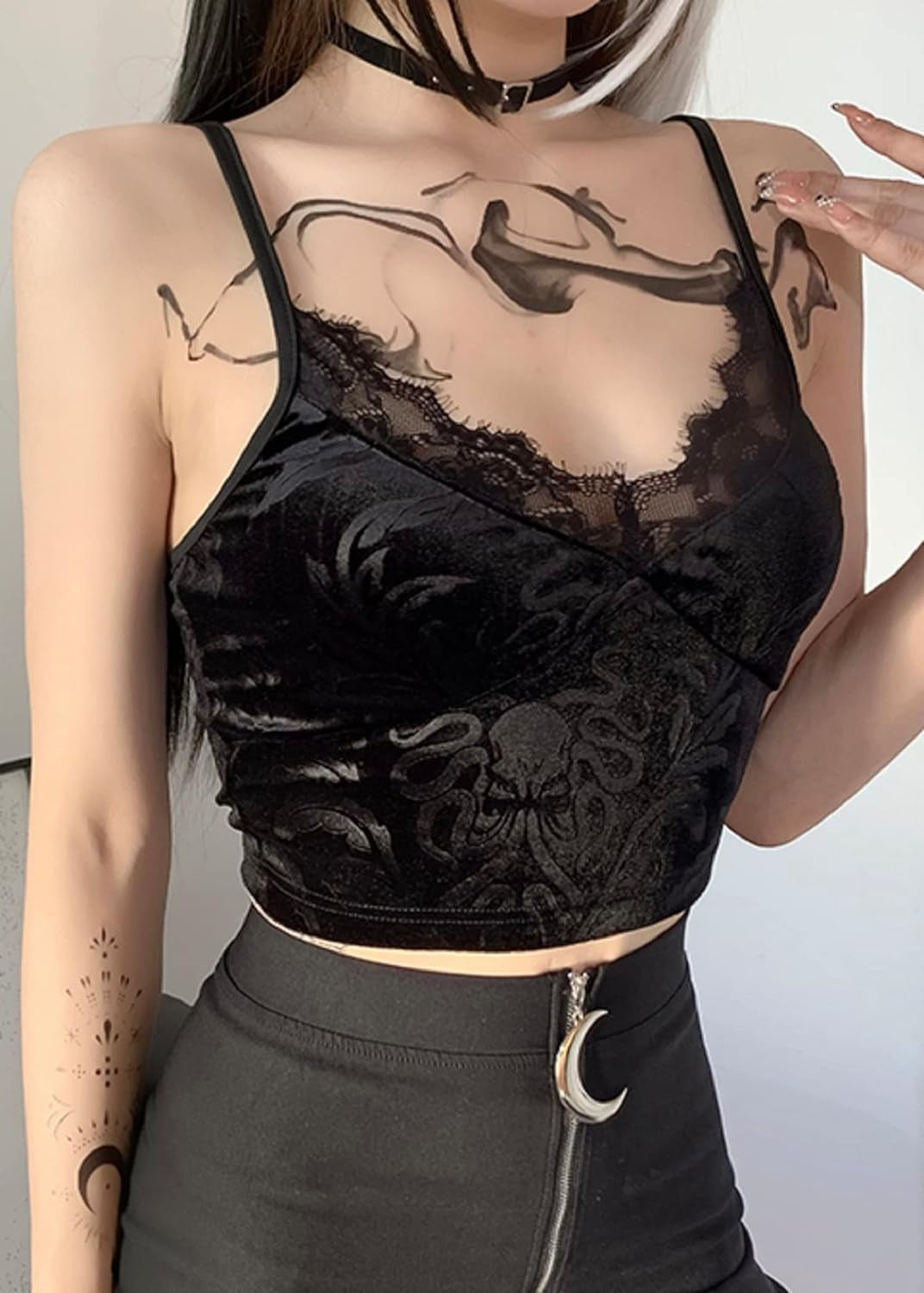 Gothic Velvet Crop Top for When You Want to Look Like a Edgy Bat in a Rock Band!