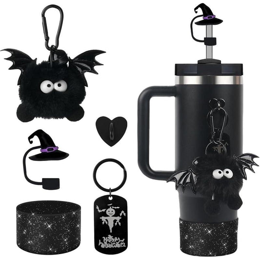 Hocus Pocus Sippy Cup Getup: Devilish Devil Hat, Spooky Straw, and Booty Charms for Your Witchy 30/40Oz Potion Vessel!