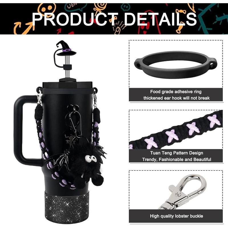 Hocus Pocus Sippy Cup Getup: Devilish Devil Hat, Spooky Straw, and Booty Charms for Your Witchy 30/40Oz Potion Vessel!