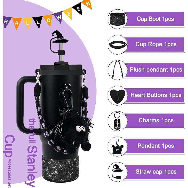 Hocus Pocus Sippy Cup Getup: Devilish Devil Hat, Spooky Straw, and Booty Charms for Your Witchy 30/40Oz Potion Vessel!