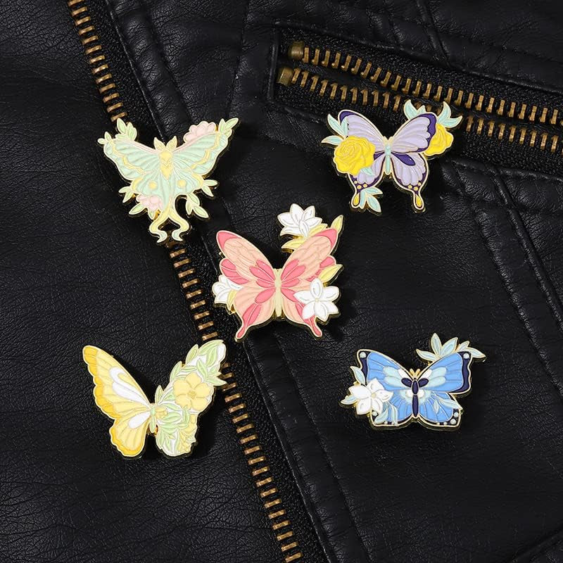Cool Horror Butterfly Enamel Pins Set - Steampunk Brooches for Backpacks and Jewelry