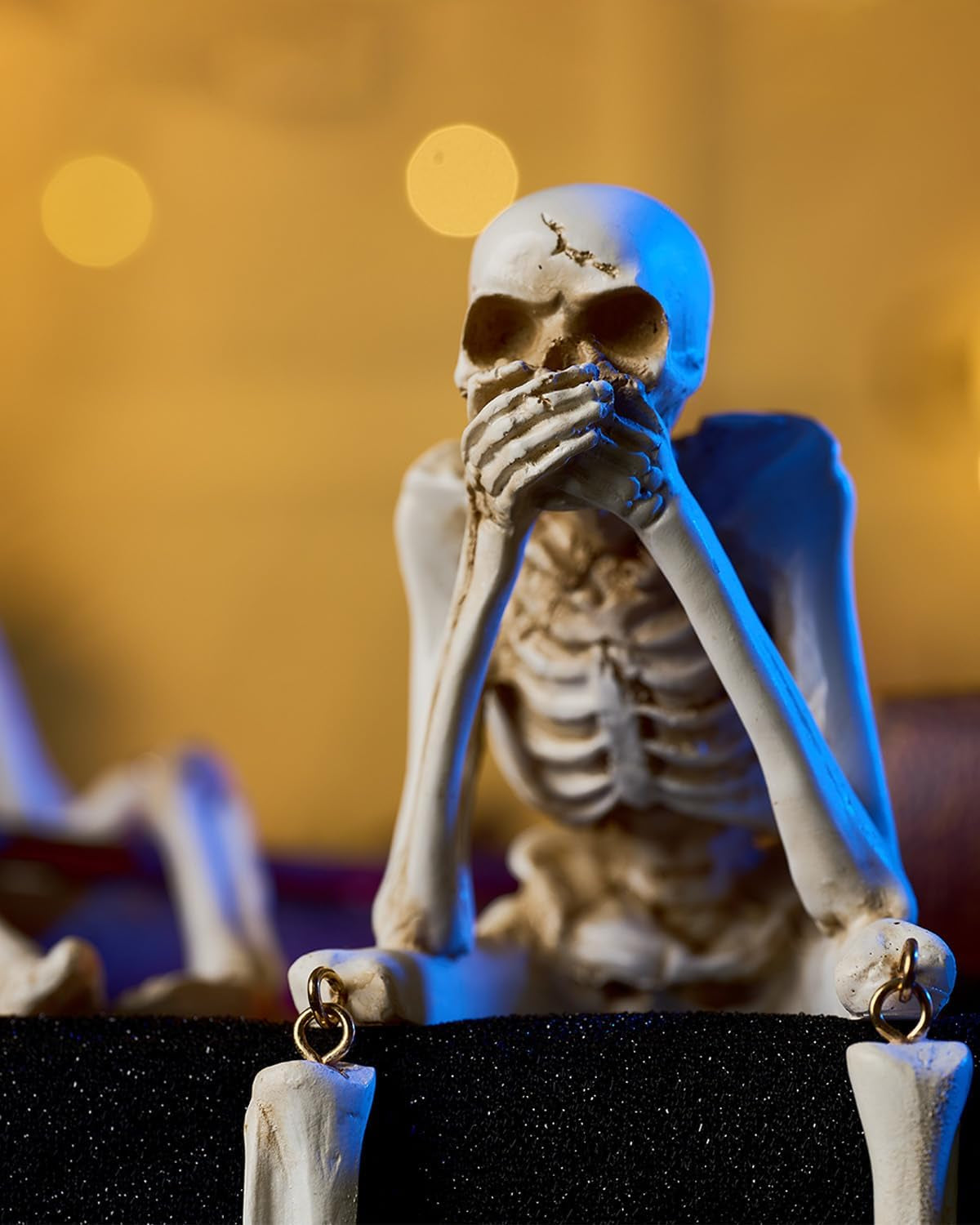 Spooky Silent Bobblehead Trio: The No Evil Skeleton Squad for Your Haunted Humor!