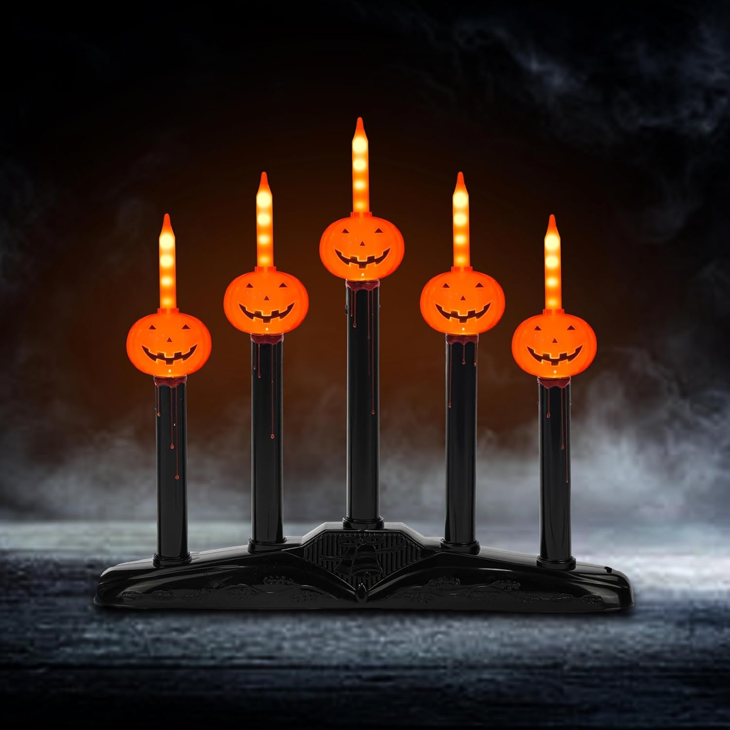 Bone-A-Fide Candle Party: The Eerie Electric Candelabra with 5 Flickering LED Nightlights!