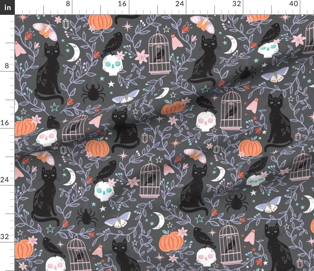 Spooktacularly Adorable Cotton for Crafty Grave Diggers - Where Skulls and Ravens Throw a Floral Fiesta!