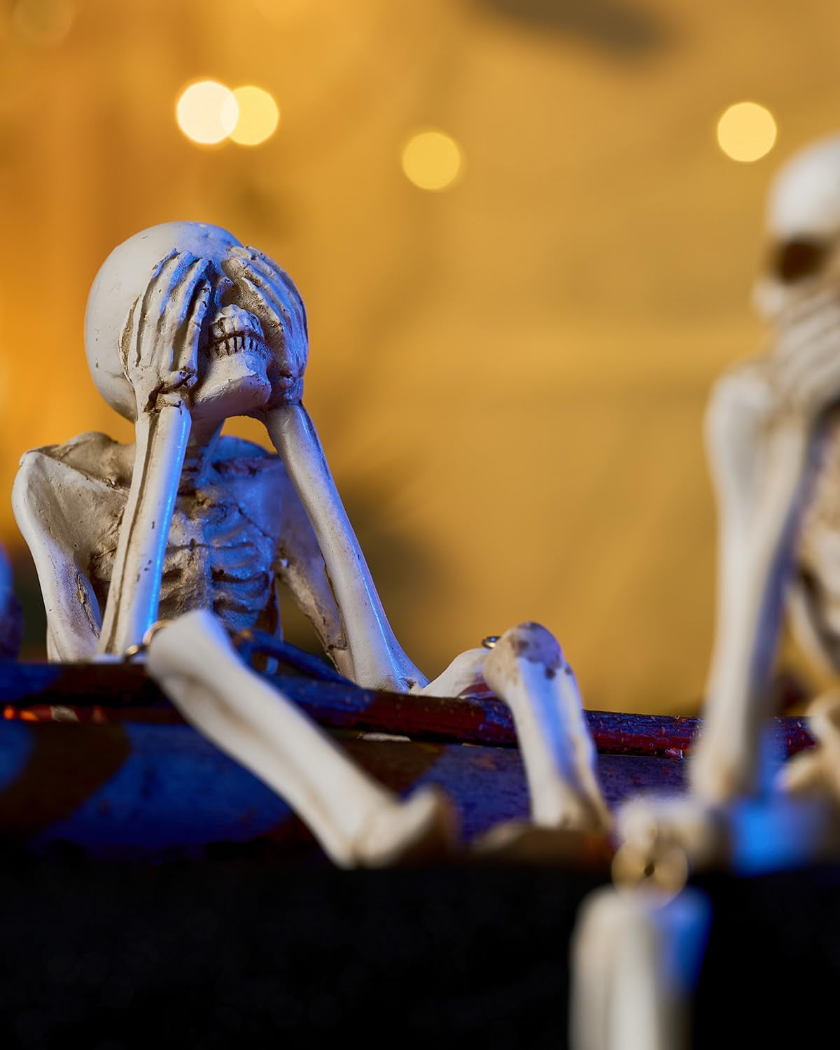 Spooky Silent Bobblehead Trio: The No Evil Skeleton Squad for Your Haunted Humor!