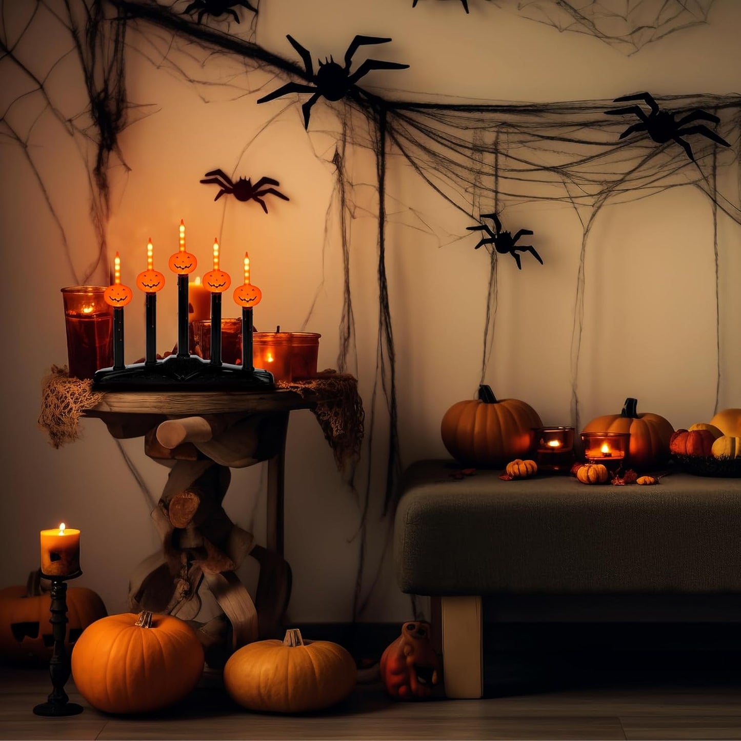 Bone-A-Fide Candle Party: The Eerie Electric Candelabra with 5 Flickering LED Nightlights!