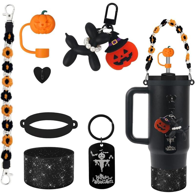 Hocus Pocus Sippy Cup Getup: Devilish Devil Hat, Spooky Straw, and Booty Charms for Your Witchy 30/40Oz Potion Vessel!
