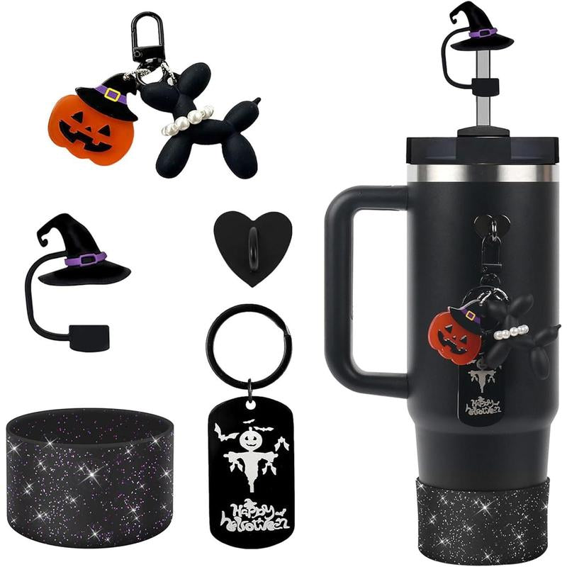 Hocus Pocus Sippy Cup Getup: Devilish Devil Hat, Spooky Straw, and Booty Charms for Your Witchy 30/40Oz Potion Vessel!