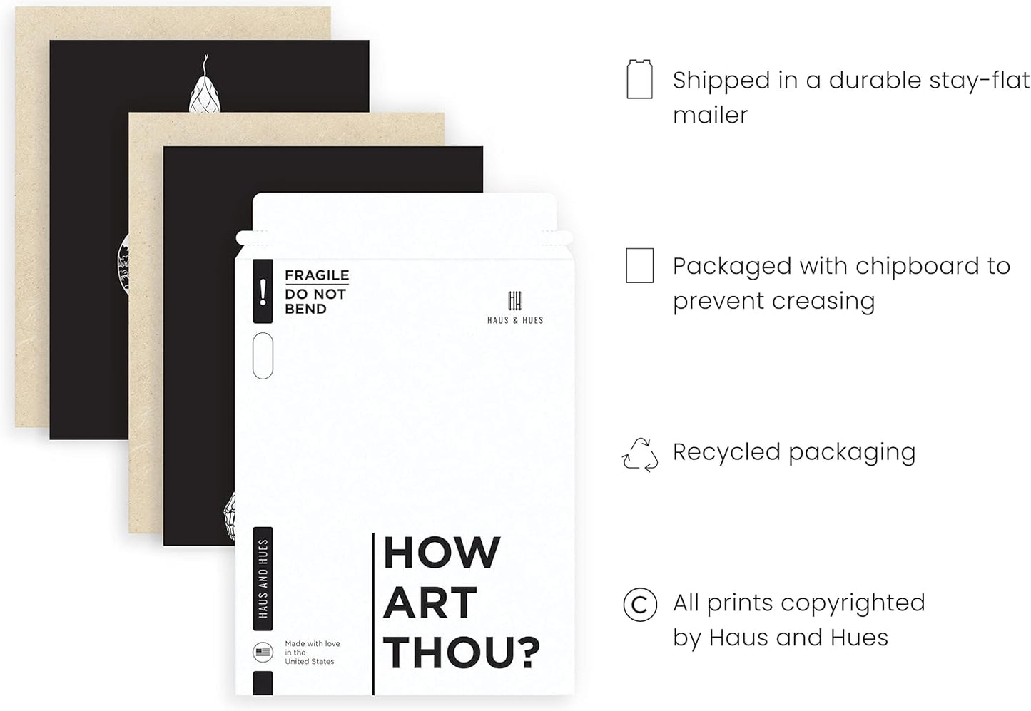 Gothic Wall Decor Set of 4 - Spooky Skeleton Art for Halloween & Black Party Decor (11x14, Unframed)