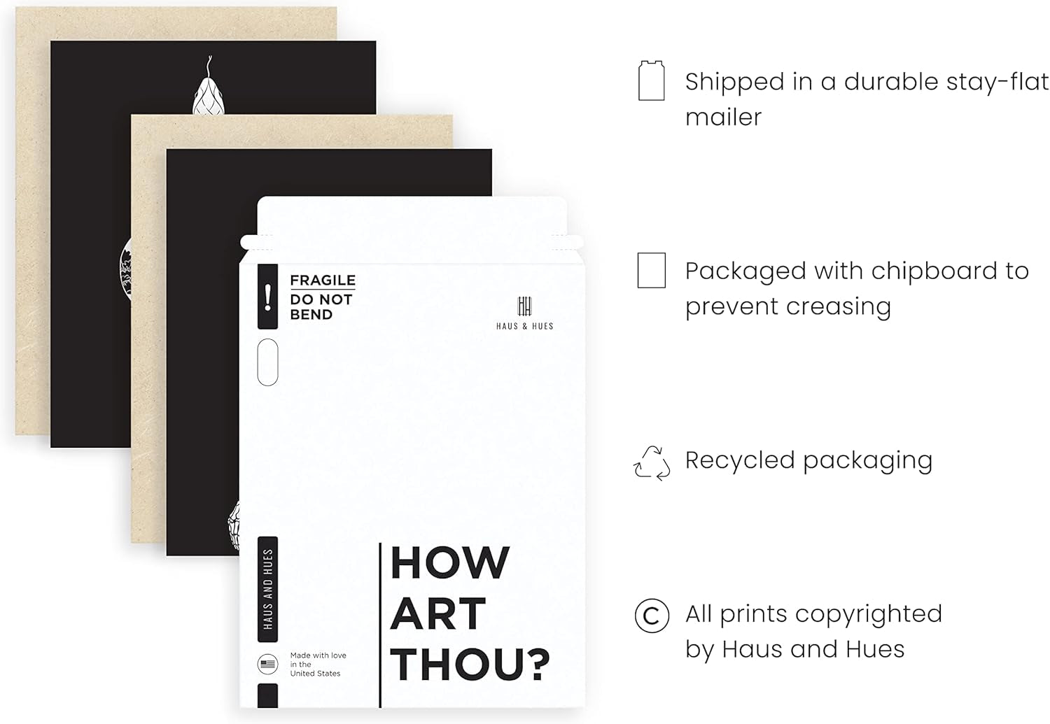 Gothic Wall Decor Set of 4 - Spooky Skeleton Art for Halloween & Black Party Decor (11x14, Unframed)