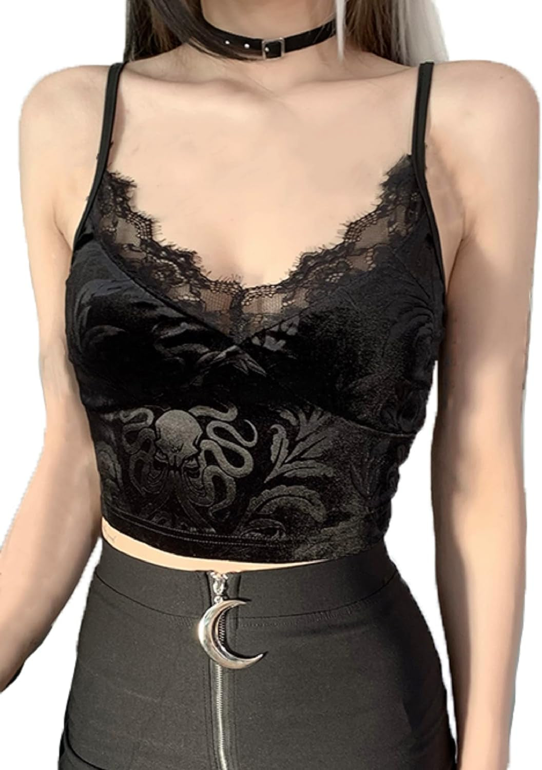 Gothic Velvet Crop Top for When You Want to Look Like a Edgy Bat in a Rock Band!