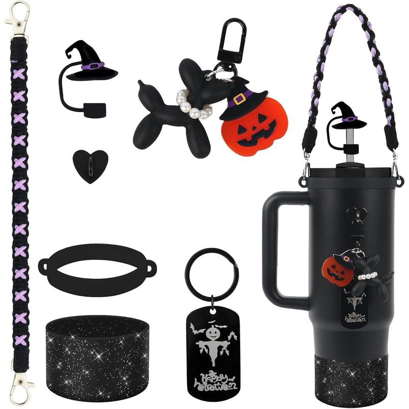 Hocus Pocus Sippy Cup Getup: Devilish Devil Hat, Spooky Straw, and Booty Charms for Your Witchy 30/40Oz Potion Vessel!