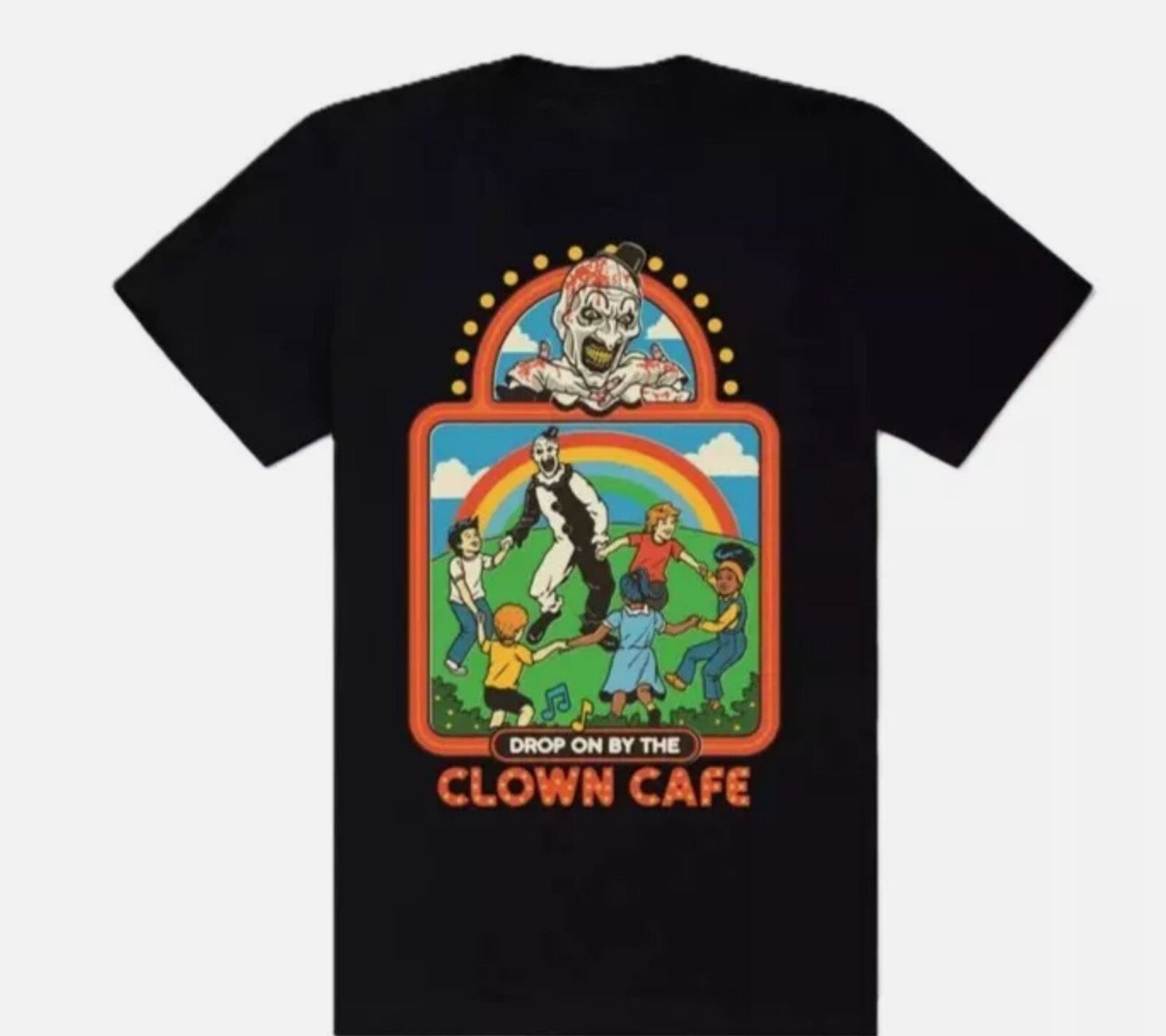 Terrifier Clown Cafe Horror Movie T-Shirt - Perfect for Fans of Chilling Thrills!