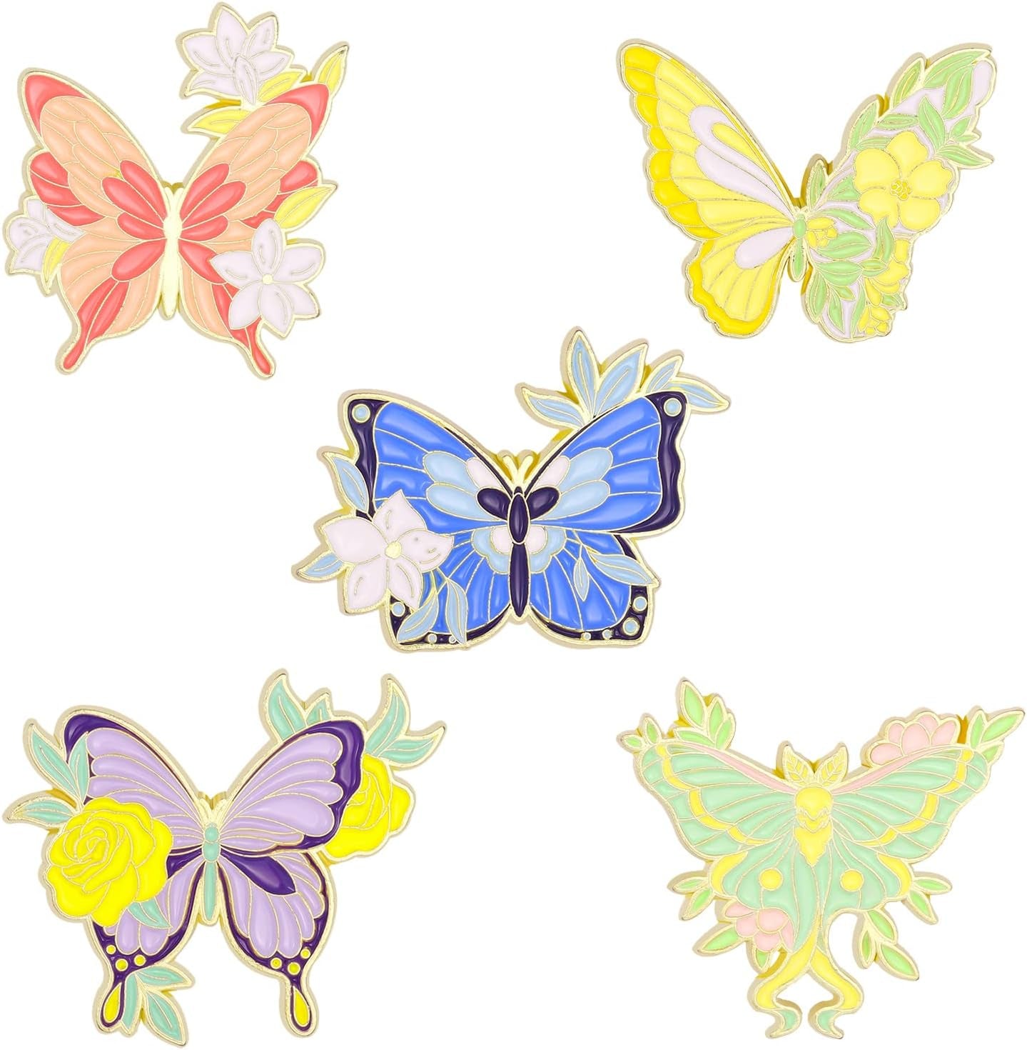 Cool Horror Butterfly Enamel Pins Set - Steampunk Brooches for Backpacks and Jewelry